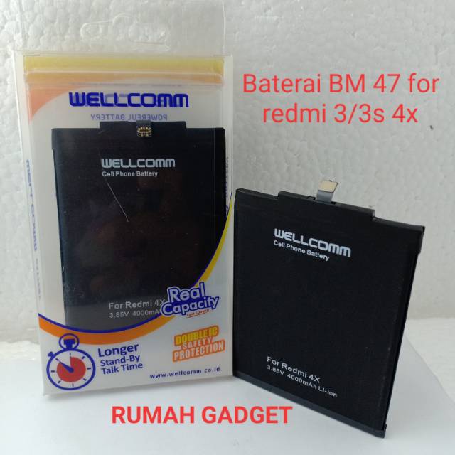 Baterai Battery Batre Redmi 3 3s 4x Bm 47 Merk Wellcomm Shopee Indonesia