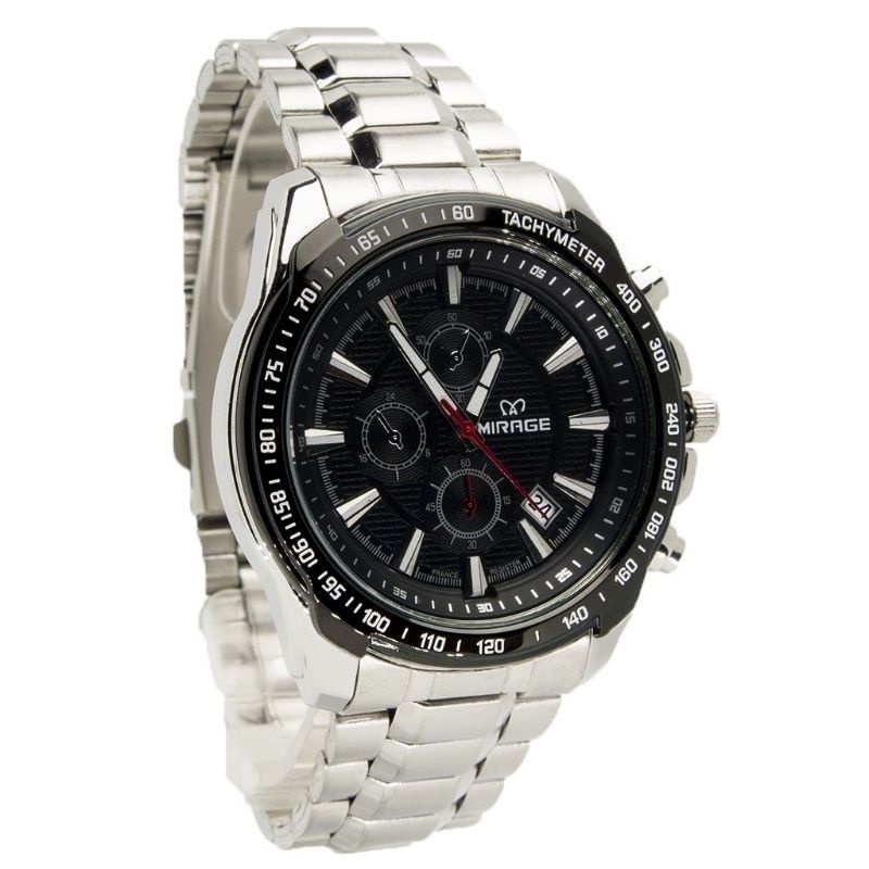 MIRAGE Jam Tangan Pria Tahan Air Sporty Casual Keren Garansi 1 tahun Mirage Official Silver 8305M