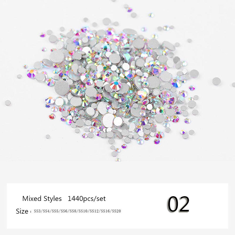 TOP 1440pcs/bag Nail Rhinestones 3D DIY Red Mix Sizes Nail Art Decoration