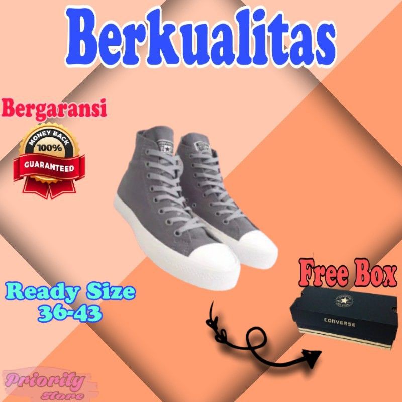 SEPATU CONVERSE CHUCK TAYLOR TAILOR HIGH GREY ABU ABU TINGGI SNEAKERS KONVERS KONVERSE ALL STAR CT 2