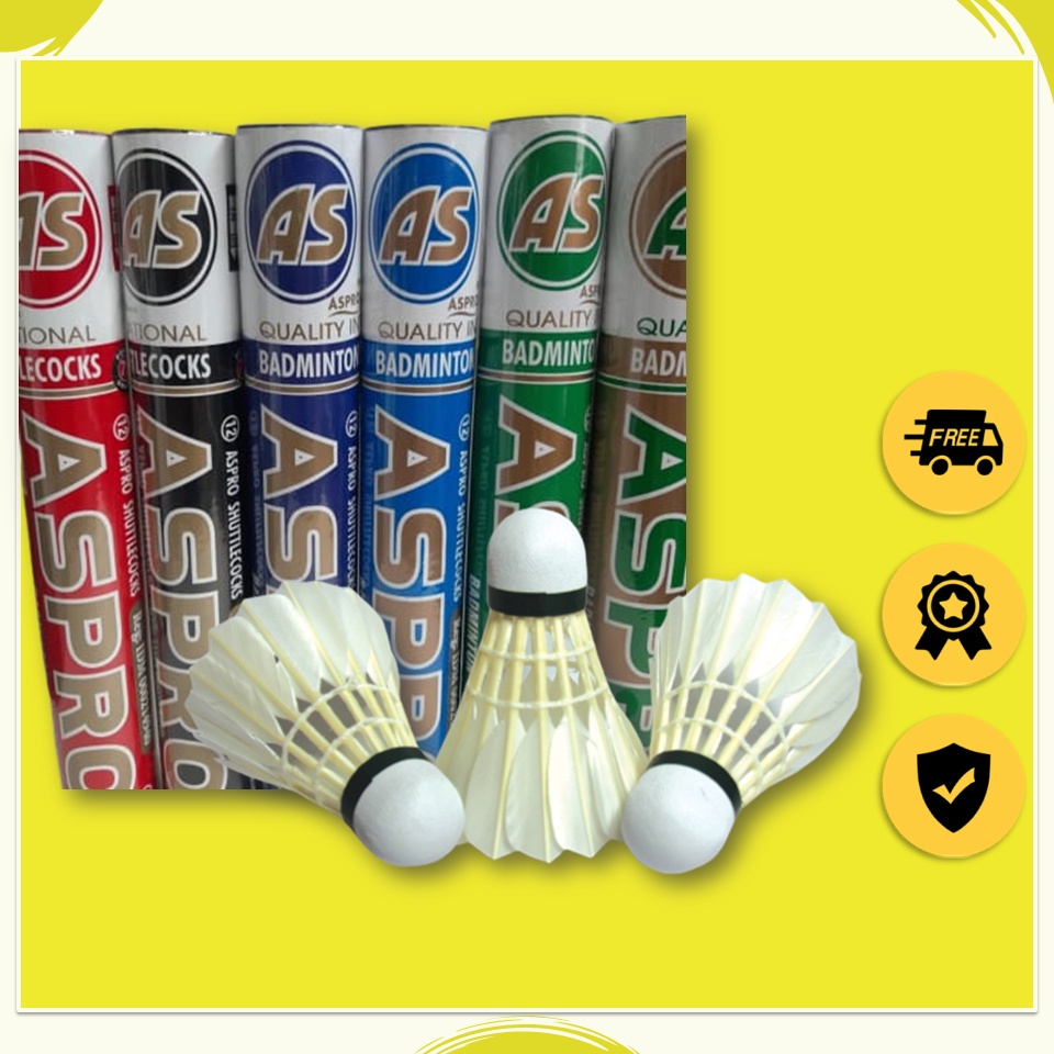 BEST SELLER SUTTLECOCK KOK BULUTANGKIS ASPRO BIRUTUA HIJAU MERAH HITAM BIRUMUDA GOLD ORIGINAL