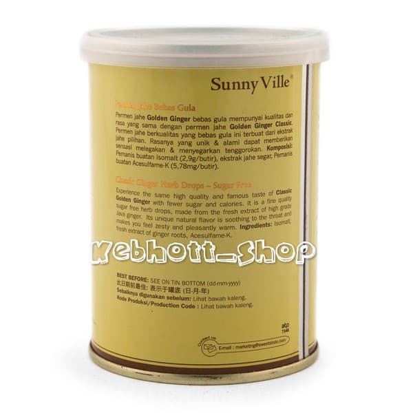 

Sunny Ville Golden Ginger Classic Herb Drops Sugar Free Permen Jahe