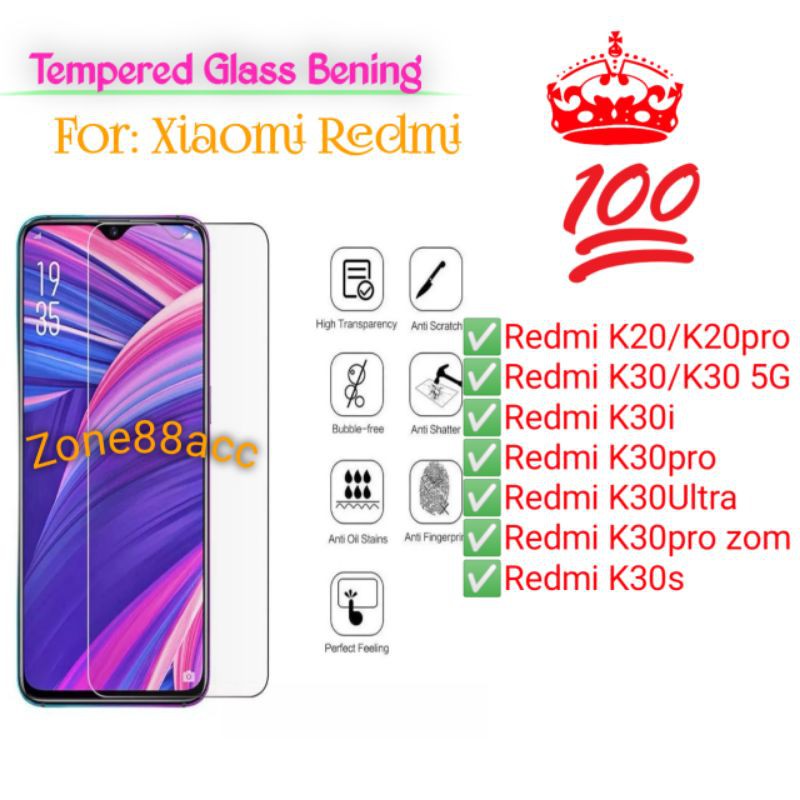 Redmi K20 K30 Pro Ultra zoom K30s Antigores Bening Tempered Glass Screen Guard protector TG