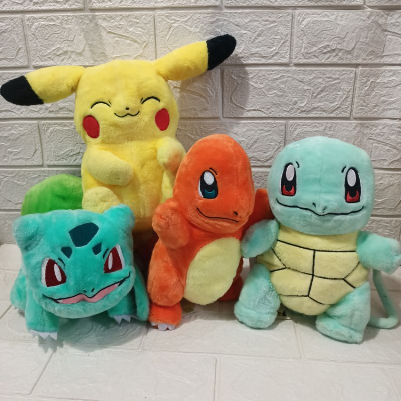 Ready Tas Boneka Pokemon Pikachu Bulbasaur Squirtle untuk Kado