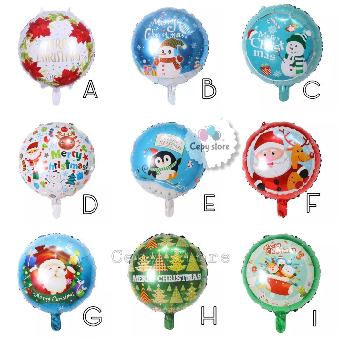 Balon Bulat Natal Merry Christmas / Balon Santa Snowman Christma - A