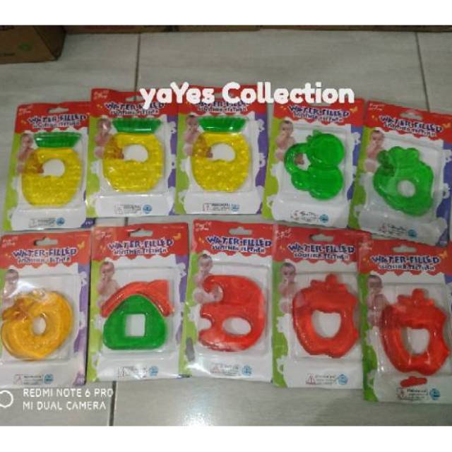 Gigitan bayi karet steril water filled soother teether penumbuh gigi balita 3 - 12 bulan rasa buah