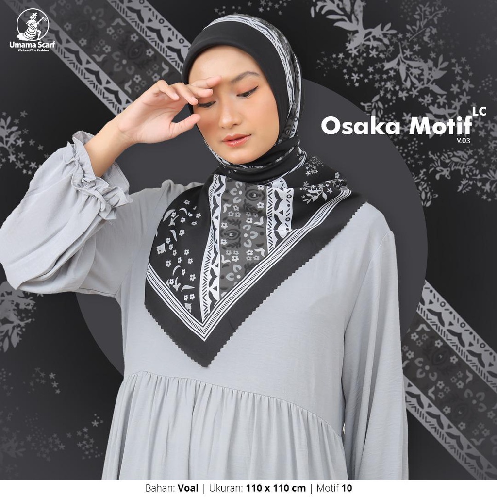 HIJAB UMAMA OSAKA MOTIF LC, KERUDUNG SEGI EMPAT UMAMA OSAKA MOTIF LASERCUT, JILBAB MOTIF SEGI EMPAT PINGGIRAN LASERCUT