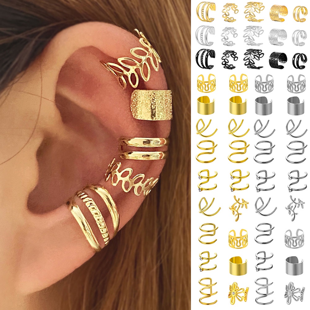 Anting Klip Tulang Rawan Telinga Palsu Tanpa Tindik Untuk Perhiasan Pria Dan Wanita