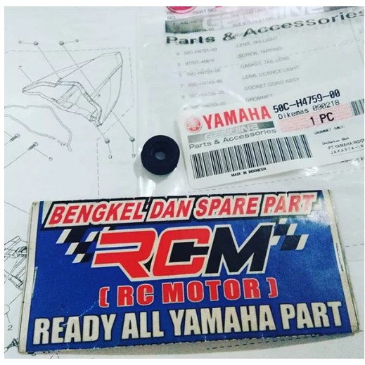 KARET GROMMET LAMPU BELAKANG STOP LAMP MIKA JUPITER MX NEW ORI ORIGINAL YAMAHA 50C-H4759-00 PERBIJI