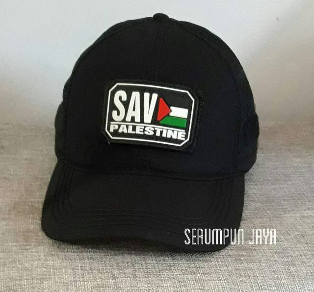 TOPI SAVE PALESTINE - PALESTINA - TOPI VELCRO HITAM + PATCH