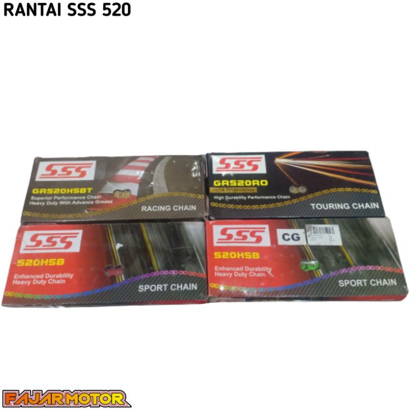 SSS RK RANTAI 520 KAWASAKI NINJA250 YAMAHA R25 KTM250 KLX250 CROSS SPESIAL ENGINE  CHAIN SPROCKET