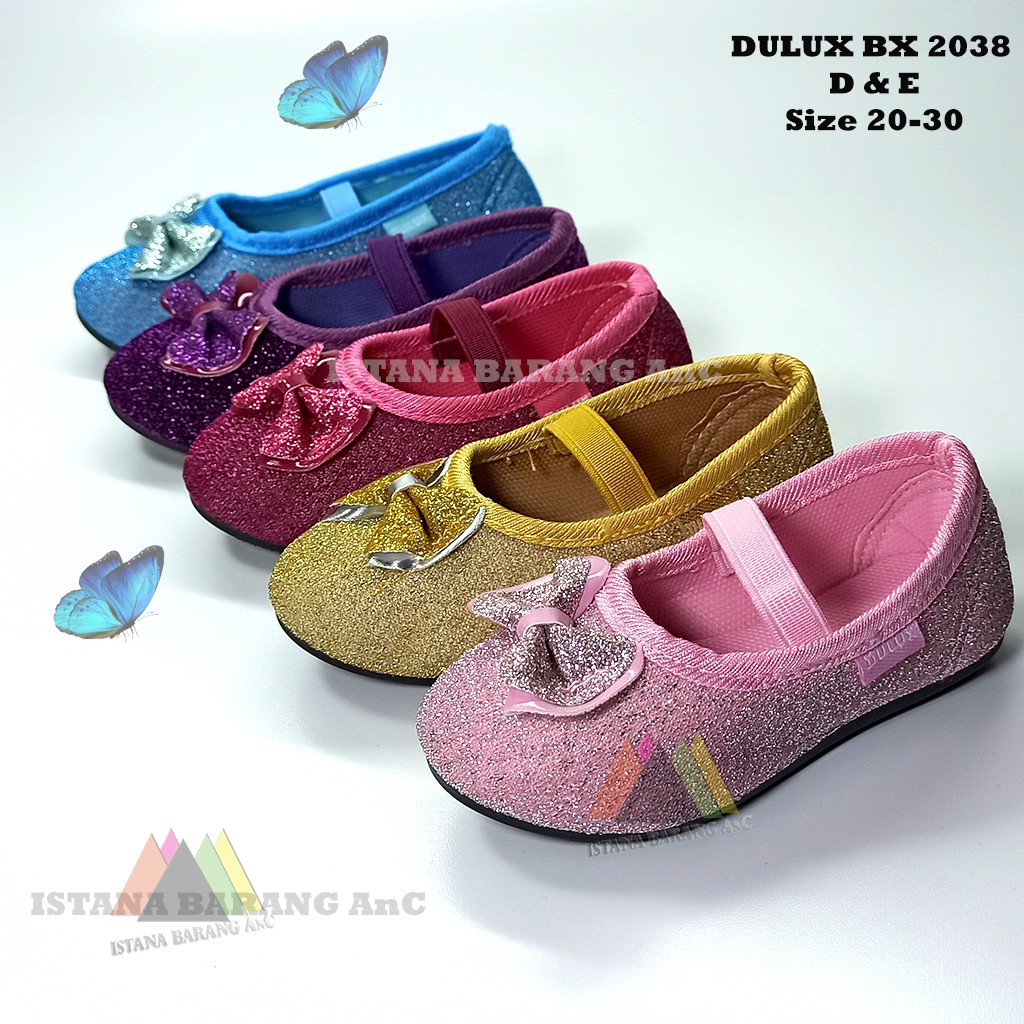 Sepatu Balet Anak Perempuan Gliter Motif Pita Dulux 2038 D Ukuran 25-30