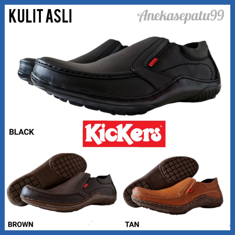 SEPATU PANTOFEL KICKERS PRIA KULIT ASLI GARANSI PROMO / SEPATU KERJA COWOK PANTOPEL FORMAL WEDDING