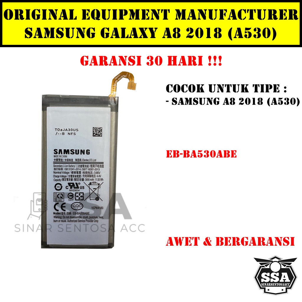 Baterai Original OEM Samsung Galaxy A8 2018 A530 EB-BA530ABE BA530ABE EBBA530ABE HP Ori Battery Batrai Batre Batu Batere GARANSI AWET MURAH