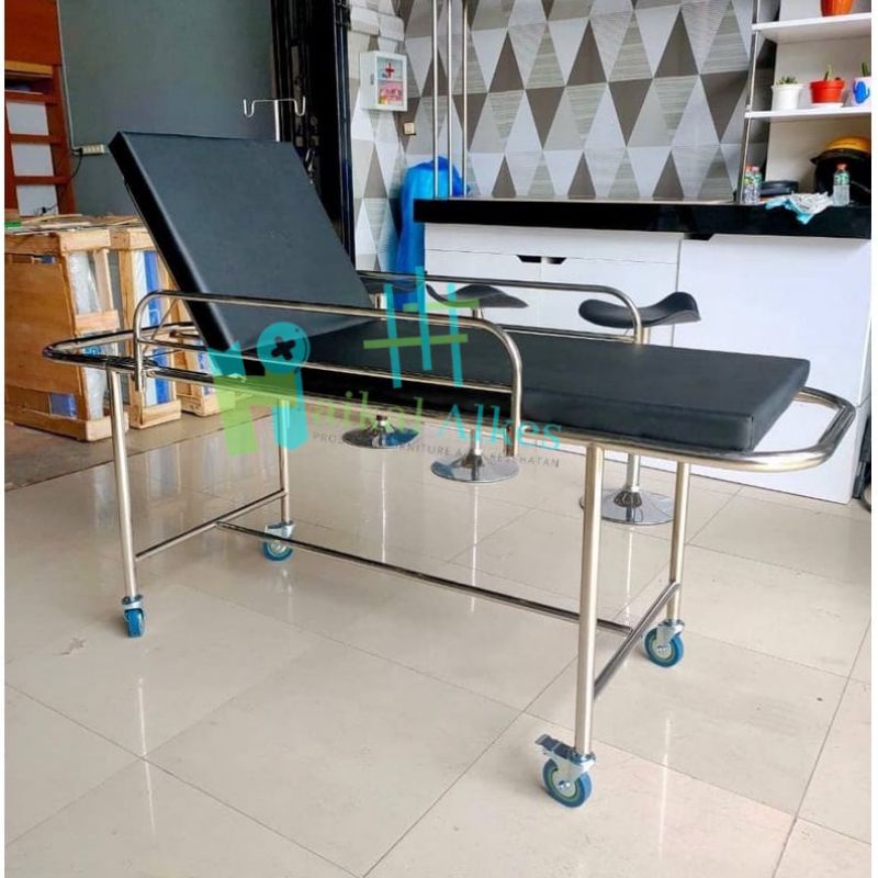 brangkar dorong pasien sederhana stainless