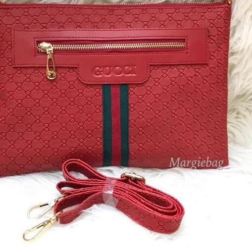 LANGSUNG KIRIM.. Best Produk  CLUTCH HANDBAG SLING DOMPET GUCI EMBOSS REST TENGAH XX GUCCI EMBOSS RE