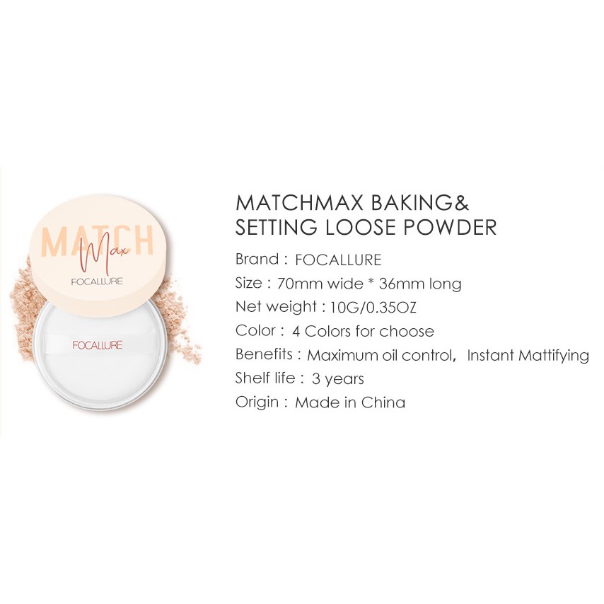 Focallure Matchmax Baking and Setting Loose Powder Focallure Setting Powder Focallure Bedak Focallure Bedak Tabur Focallure Focallur Focalure Fucallure Foccalure