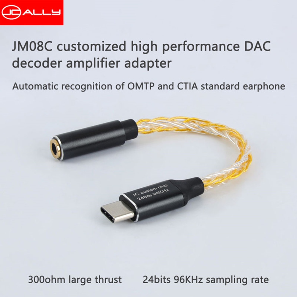 Jcally JM08C High Performance DAC decoder Amplifier Tipe C Ke Adaptor 3.5mm Untuk Ponsel Android