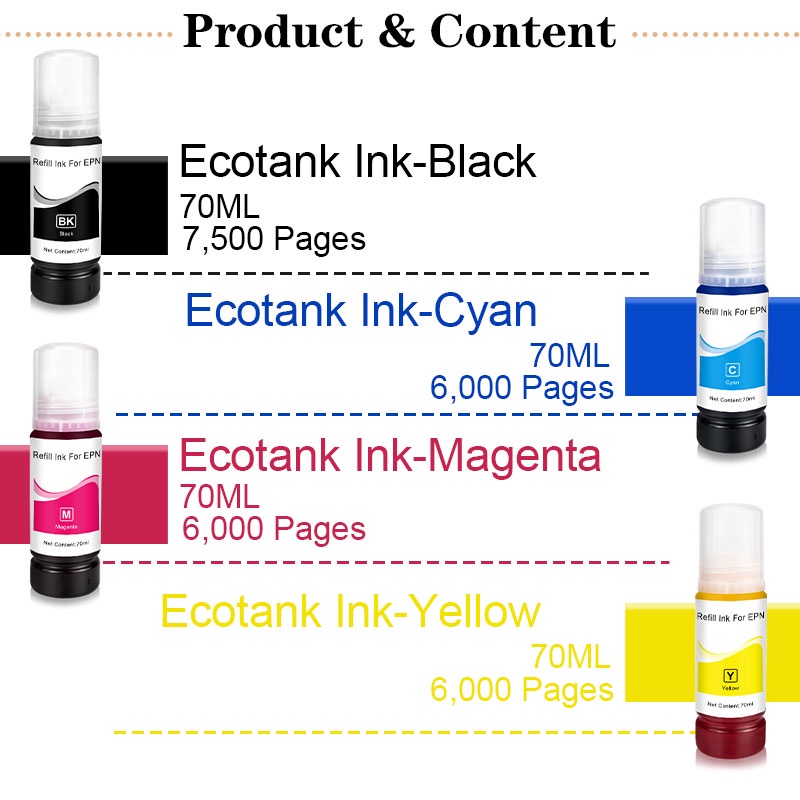 Tinta 003/Epson Printer Bulk Ink Tidak Luntur/Tinta 003 Untuk Epson Printer