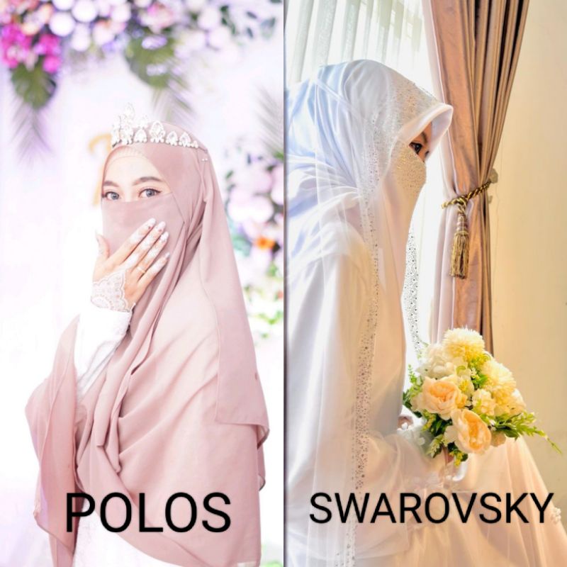 Niqab cadar SWAROVSKY Akad Nikah Pengantin By Adelus packing kardus