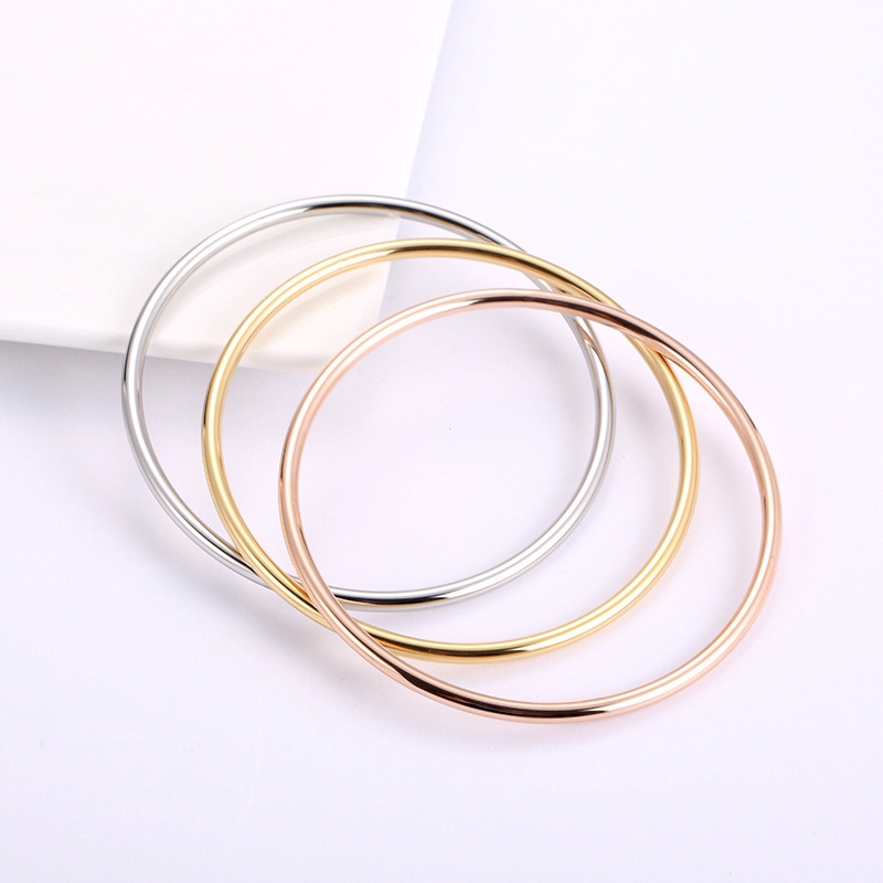 Gelang Titanium Steel Warna Rose Gold 18K Gaya Korea untuk Pasangan-5