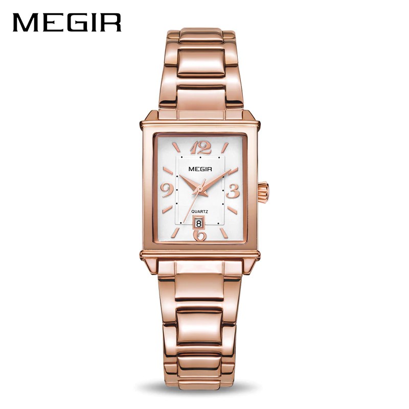 HOT PROMO Megir Jam Tangan Wanita Rose Gold Wanita Gelang Watch untuk Pecinta Fashion Gadis