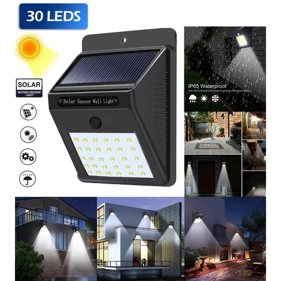 Solar Sensor Wall Light / Lampu Sensor Tenaga Surya 30 LED Lampu Taman Dinding