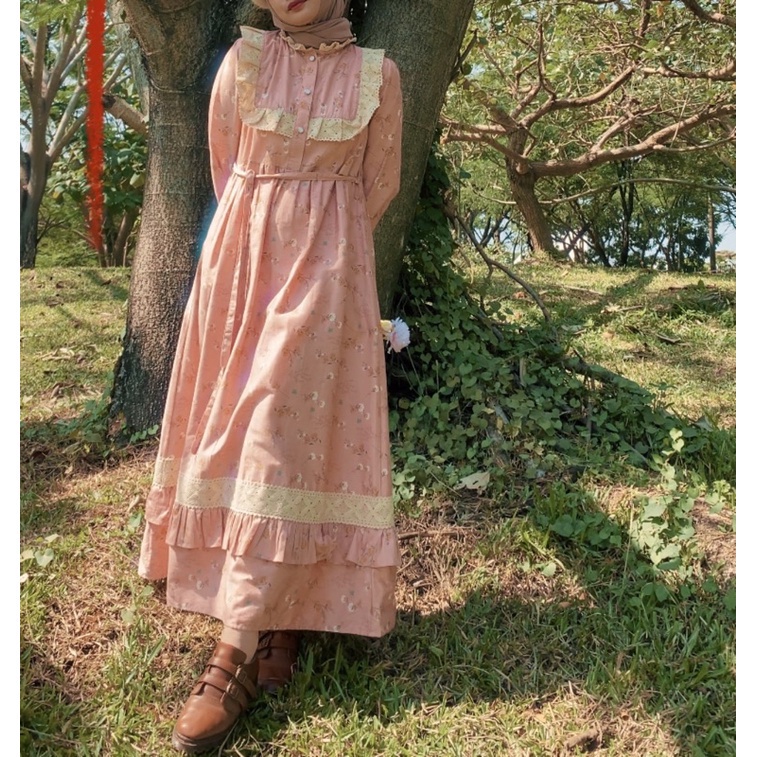 Diana Dress in peach | Vintage Cottagecore Dress | Korean Dress | Himeka Vintage