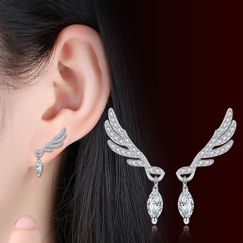 925 Perak Anting Anting Wanita Sayap Mulia Perhiasan Fashion/Subang Telinga anting perempuan