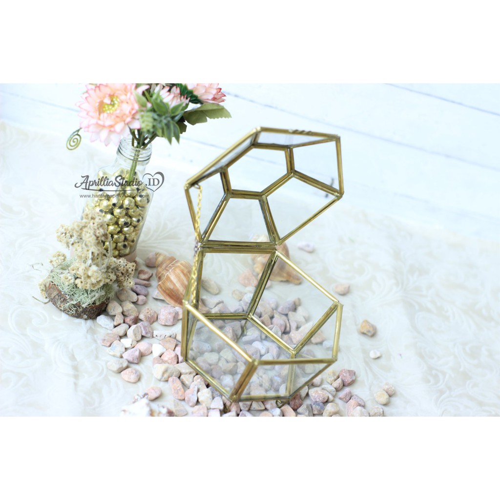 BOX KACA  PREMIUM UNTUK TEMPAT CINCIN DAN PERHIASAN | AKSESORIS TERARIUM 07 UK 14x13x11 CM