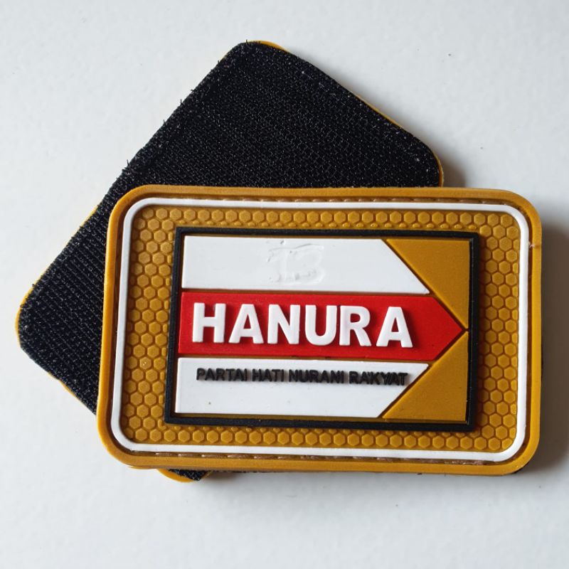 patch rubber logo partai hanura/hati nurani rakyat/tempelan emblem karet velcro