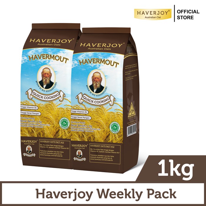 

Haverjoy Weekly Pack Quick Cooking Oats 1kg - 2 Pcs