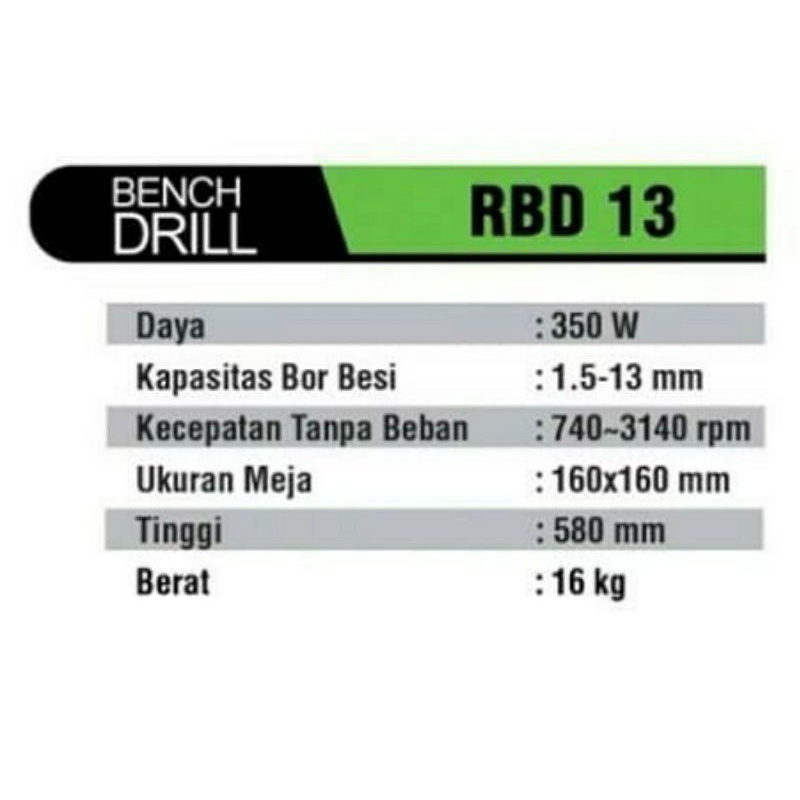 Bor duduk 13mm TEKIRO RYU RBD 13 japan technology