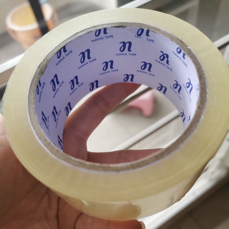 Lakban bening coklat NAWA tape lebar 45mm panjang 90 yard