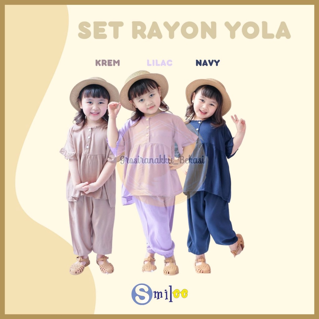 Setelan Anak Rayon Polos Smilee Yola Mix Warna Size 1-5Tahun