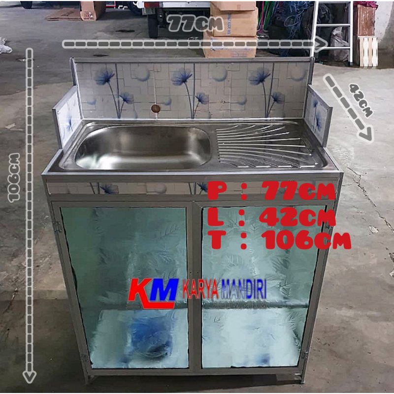 RAK KOMPOR WASTAFEL 2 PINTU FULL KACA DAN KERAMIK/RAK DAPUR