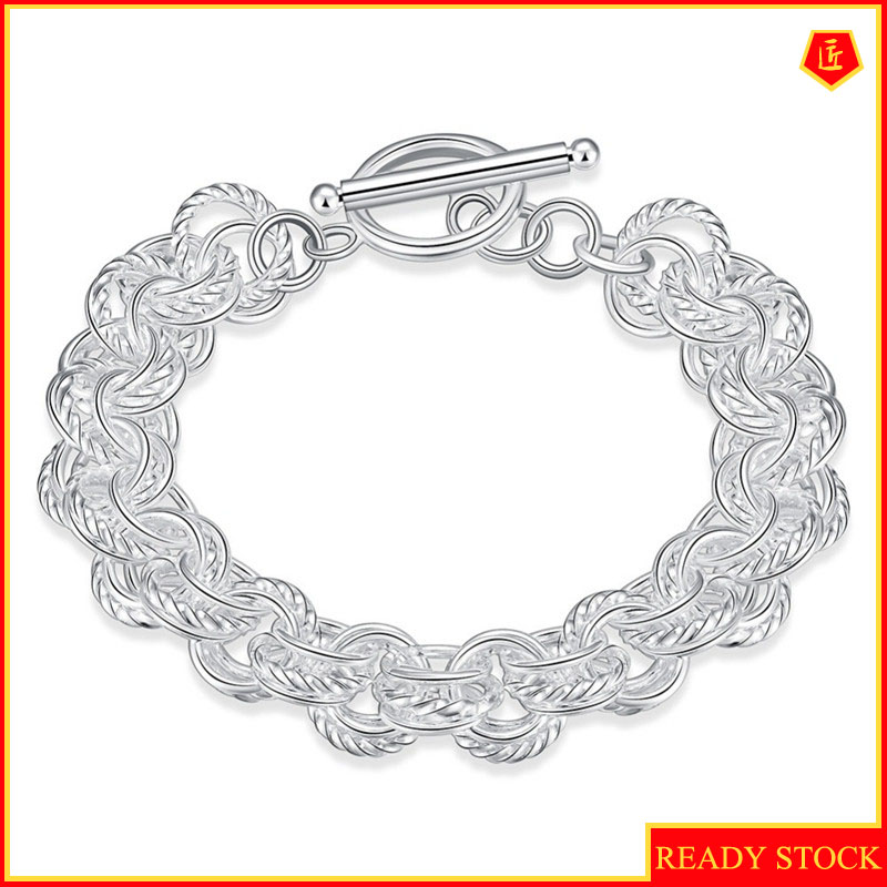 [Ready Stock]Fashion Personality Hollow out Bracelet Elegant Silver Plated Bracelet