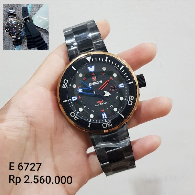 Jam tangan diver Expedition 6727 | expedition e6727 black rosegold oren original
