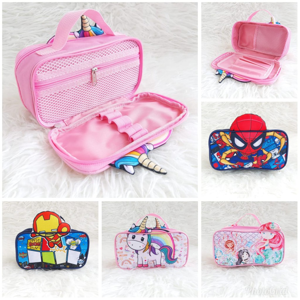 

Pencil Case 3D / Kotak / Tempat Pensil / Tempat Alat Tulis 3D Unicorn / Frozen / Iron Man