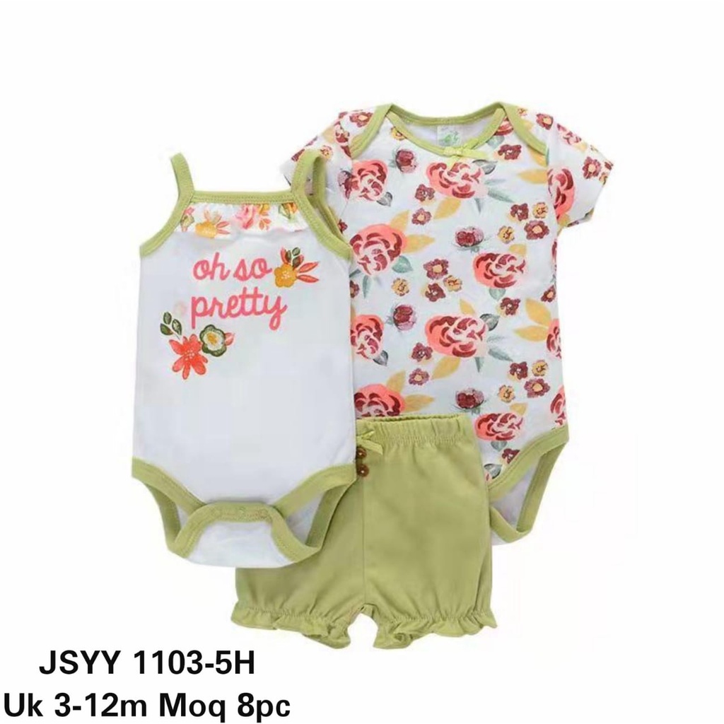 Payifang Jumper Celana Pendek Set Summer 3-12M (PYF-1103-5) RANDOM