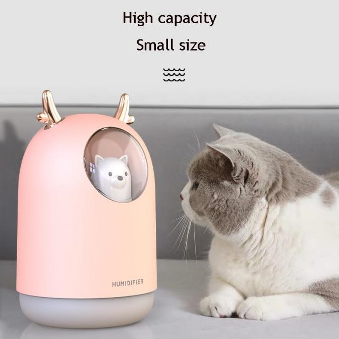 Air Humidifier 300ml Ultrasonic Model Anjing atau Bear Lucu Cute Pet Bear Aromatherapy RGB