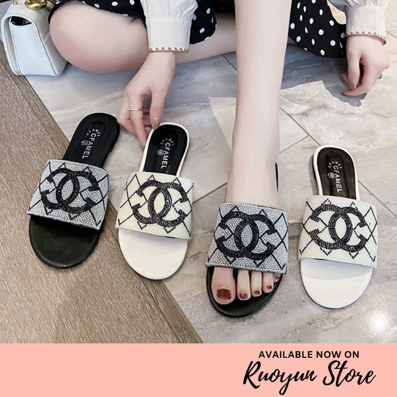 RYX - CC Rhinestone Sandal Slipper Trendy Fashion Casual - Ori Import