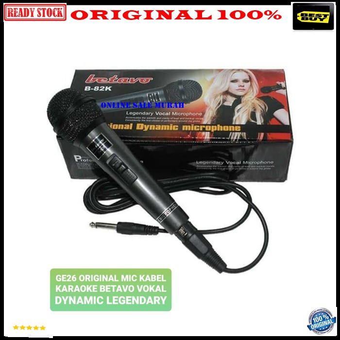 G26 Betavo Mic kabel dynamic legendary Microphone cable karaoke vocal audio sound suara mik pro profesional vokal mikrophone 1bh mic 1bh kabel mic 3-4meter Bahan pvc suara bagus, jernih dan empuk, bersih dan sensitif micnya cocok buat karaok