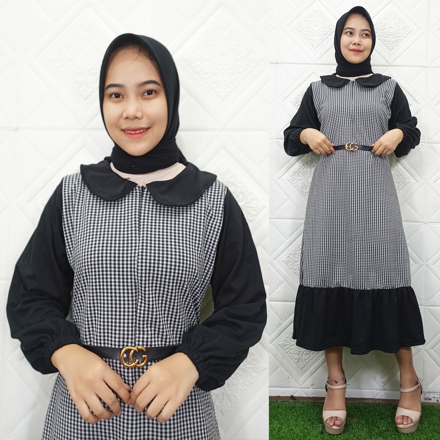 CARLY BUSUI MIDI GAMIS KOTAK FREE GESPER GL FASHION