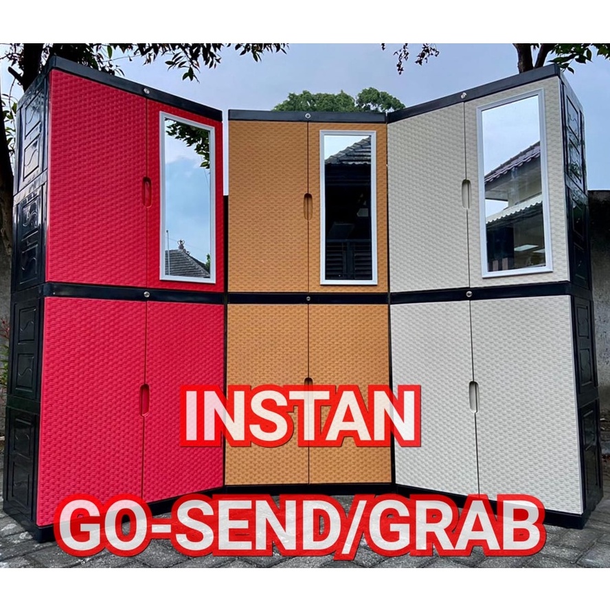 LEMARI PAKAIAN / LEMARI PLASTIK/ LEMARI BAJU /LEMARI JUMBO PLUS KACA UKURAN 70X50X170 INSTAN ONLY