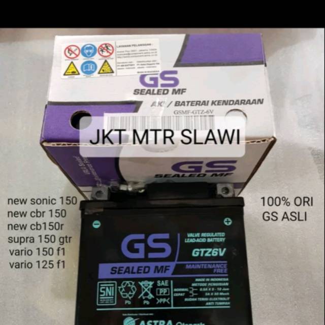 Aki accu baterai gs asli new sonic new cbr 150 new cb 150 gtr vario 150 f1 125 f1 ori Honda