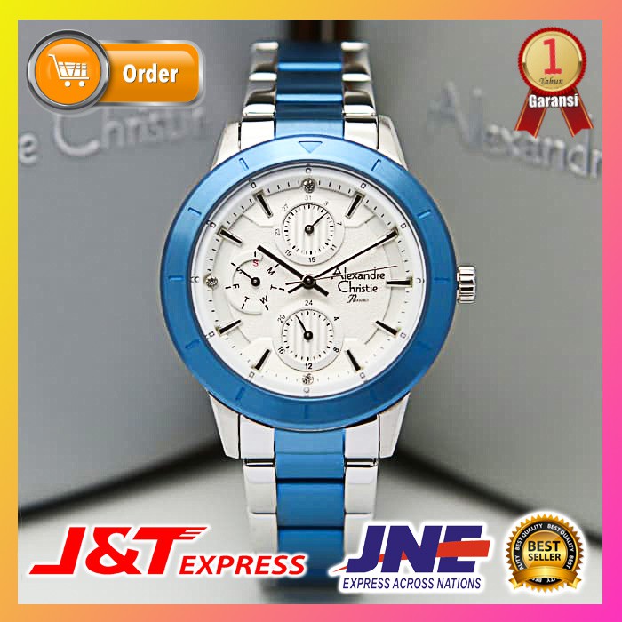 JAM TANGAN ALEXANDRE CHRISTIE WANITA JAM TANGAN CEWEK ALEXANDER CHRISTIE ORIGINAL 2823 SILVER BLUE