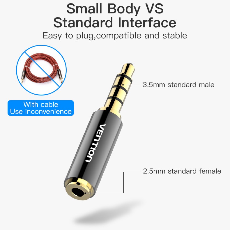 ADAPTER VENTION AUDIO 3.5MM MALE TO 2.5MM FEMALE BFBB0