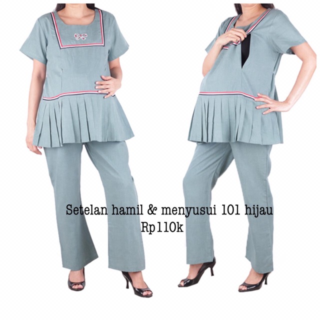 Baju hamil 101 hijau Setelan hamil menyusui