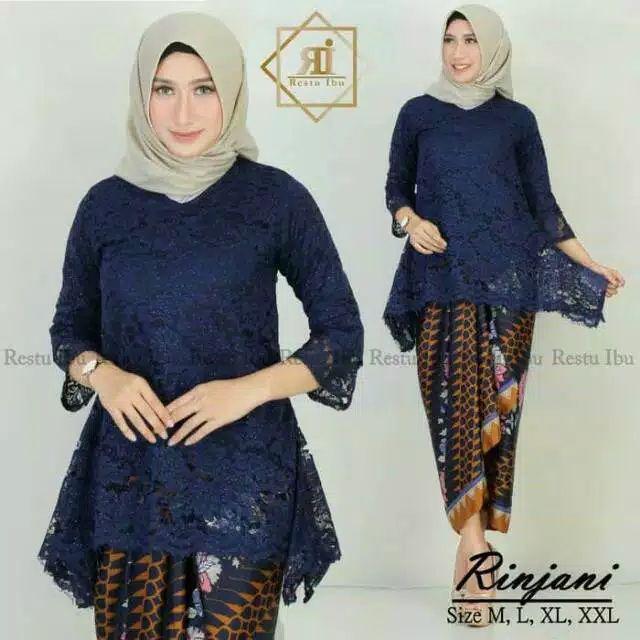 Stelan Kebaya Brukat Super Jumbo Fitrah Kombi Rok Lilit Batik Super Jumbo